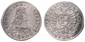 Leopold I. 1657 - 1705
 6 Kreuzer 1672 St. Veit. 3,23g. Her. 1279 ss/vz