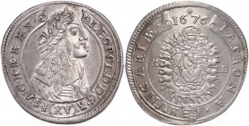 Leopold I. 1657 - 1705
 XV Kreuzer 1676 KB Kremnitz. 6,06g. Her. 1042, Höllh. KB.76.1.3. var. vz/stgl