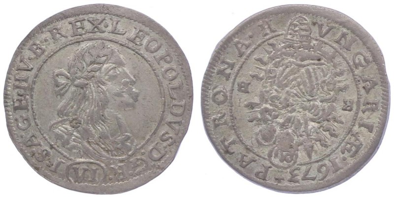 Leopold I. 1657 - 1705
 VI Kreuzer 1670 KB Variante mit H - UNGARIA. Kremnitz. ...