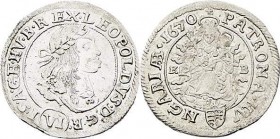 Leopold I. 1657 - 1705
 VI Kreuzer 1670 KB Kremnitz. 3,22g. Her. 1244 vz/stgl