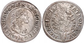 Leopold I. 1657 - 1705
 VI Kreuzer 1670 KB Kremnitz. 3,30g. Her. 1244 vz/stgl