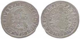 Leopold I. 1657 - 1705
 VI Kreuzer 1671 KB Kremnitz. 3,36g. Her. 1245 ss/vz