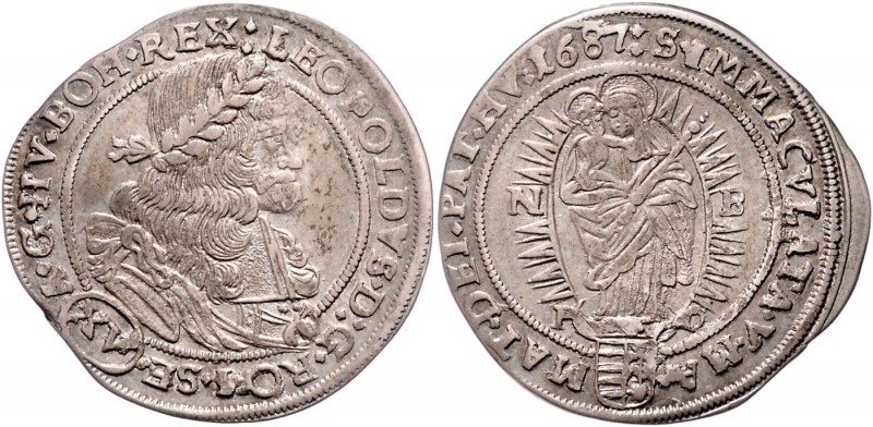 Leopold I. 1657 - 1705
 XV Kreuzer 1687 NB//P-O Nagybánya. 6,00g. Her. 1083, Hö...