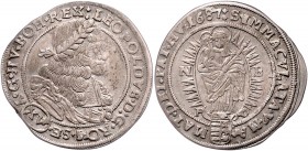 Leopold I. 1657 - 1705
 XV Kreuzer 1687 NB//P-O Nagybánya. 6,00g. Her. 1083, Höllh.NB.87.1.1. ss/vz