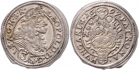 Leopold I. 1657 - 1705
 3 Kreuzer 1697 NB//P-O Nagybánya. 1,78g. Her. 1616 ss/vz