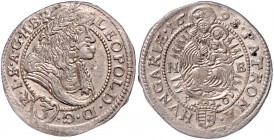 Leopold I. 1657 - 1705
 3 Kreuzer 1698 NB//P-O Nagybánya. 1,72g. Her. 1617 stgl