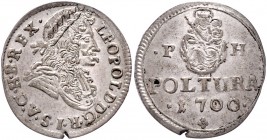 Leopold I. 1657 - 1705
 Poltura 1700 PH Münzstätte fraglich. 1,20g. Sf. am Rand. Her. 1946 vz
