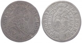 Leopold I. 1657 - 1705
 XV Kreuzer 1675 Pressburg. 6,08g. Her. 1100 ss