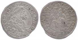 Leopold I. 1657 - 1705
 VI Kreuzer 1676 Pressburg. 3,27g. Her. 1269 f.vz