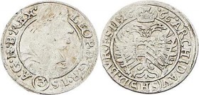 Leopold I. 1657 - 1705
 3 Kreuzer 1666 SHS Breslau. 1,88g. Her. 1536 ss