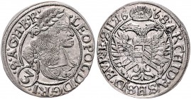 Leopold I. 1657 - 1705
 3 Kreuzer 1668 SHS Breslau. 1,62g. win. Sf. Her. 1537 f.stgl