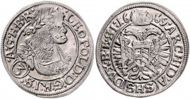 Leopold I. 1657 - 1705
 3 Kreuzer 1669 SHS Breslau. 1,57g. Her. 1538 var. vz