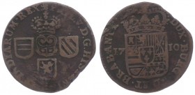 Karl VI. (III. König von Spanien)
 Liard 1710 Brüssel. 3,05g. Zainende f.ss