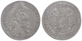 Karl VI. 1711 - 1740
 XV Kreuzer 1732 Prag. 6,39g. Her. 639 vz