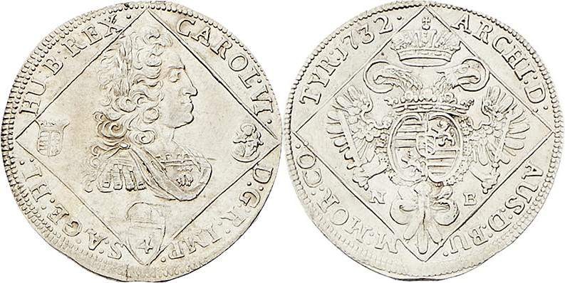 Karl VI. 1711 - 1740
 1/4 Taler 1732 NB Nagybanya. 7,05g. Her. 618 stgl