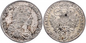 Karl VI. 1711 - 1740
 3 Kreuzer 1740 Karlsburg. 1,74g. Her. 853 ss