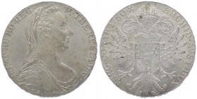 Maria Theresia 1740 - 1780
 Taler 1780 SF mit Copy links (geprägt in Indien). 26,52g. Hafner II.: 74. vz/stgl