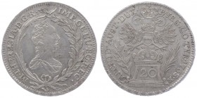Maria Theresia 1740 - 1780
 20 Kreuzer 1765 Wien. 6,69g. Her. 842, Eyp. 99 vz/stgl