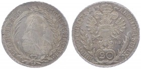 Maria Theresia 1740 - 1780
 20 Kreuzer 1771 IC-SK Wien. Her. 852, Eyp. 207 stgl
