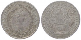 Maria Theresia 1740 - 1780
 20 Kreuzer 1759 Graz. 6,68g. Her. 868, Eyp. 102 vz+