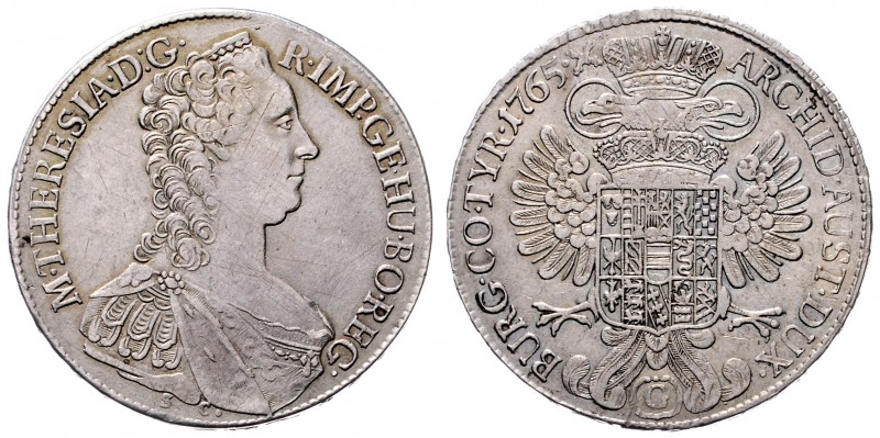 Maria Theresia 1740 - 1780
 Taler 1765 G Günzburg. 27,79g. Her. 491 ss