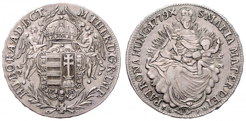 Maria Theresia 1740 - 1780
 1/2 Madonnentaler 1779 B // SK-PD Kremnitz. 13,93g....