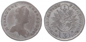 Maria Theresia 1740 - 1780
 3 Kreuzer 1762 KB Kremnitz. 1,62g. Her. 1411 f.ss/ss