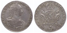 Maria Theresia 1740 - 1780
 Liard 1751 Antwerpen. 4,12g. Her. 2068 ss+