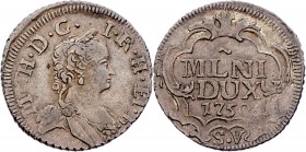 Maria Theresia 1740 - 1780
 V Soldi 1750 SV Mailand. 3,34g. Her. 1789 ss/vz