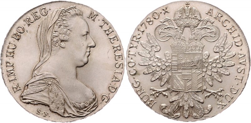 Maria Theresia 1740 - 1780
 Taler 1780 S.F. mit CLEMENTIA auf dem Kopf stehend....