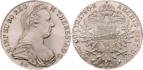 Maria Theresia 1740 - 1780
 Taler 1780 S.F. mit CLEMENTIA auf dem Kopf stehend. Wien. 28,11g. Hafner II.: -- stgl