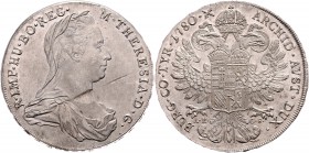 Maria Theresia 1740 - 1780
 Taler 1780 AH-GS Karlsburg. 27,98g. Kratzer im Av. Hafner 1c stgl