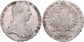 Maria Theresia 1740 - 1780
 Taler 1780 AH-GS Kronenbänder Punkte 3-3-3-3, Münzzeichen klein. Karlsburg. 28,03g. im Rv. justiert. Hafner 2a vz