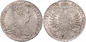 Maria Theresia 1740 - 1780
 Taler 1780 S.F. aber mit großem Kreuz. Günzburg. 27,99g. Hafner 28b. var. f.stgl
