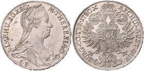 Maria Theresia 1740 - 1780
 Taler 1780 S.F. Günzburg. 28,02g. Hafner 32b vz/stgl