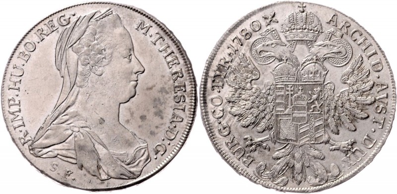 Maria Theresia 1740 - 1780
 Taler 1780 S.F. mit . D : G. Günzburg. 27,96g. Hafn...