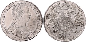 Maria Theresia 1740 - 1780
 Taler 1780 S.F. mit . D : G. Günzburg. 27,96g. Hafner 33a. var. f.stgl/stgl