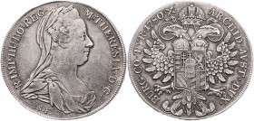 Maria Theresia 1740 - 1780
 Taler 1780 S.F. Av. Schrift kleiner. Günzburg. 27,98g. Hafner 33c. var. ss/vz