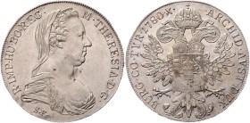 Maria Theresia 1740 - 1780
 Taler 1780 S.F. 1780 . X . Mailand. 27,93g. Hafner 41a vz/stgl