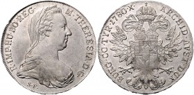 Maria Theresia 1740 - 1780
 Taler 1780 S.F. Venedig. 28,04g. Hafner 41a f.stgl