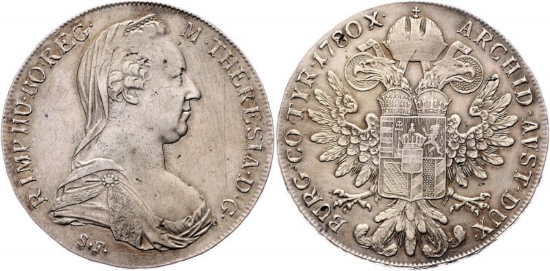 Maria Theresia 1740 - 1780
 Taler 1780 S.F. 1780 X . Mailand. 27,92g. Hafner 46...