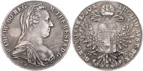 Maria Theresia 1740 - 1780
 Taler 1780 S.F. JUSTITIA nur 14 mm lang. Russland. 27,95g. Hafner 47 ss/vz