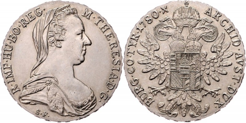 Maria Theresia 1740 - 1780
 Taler 1780 S.F. nur 2 mittlere Schwanzfedern. Londo...