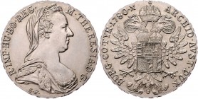 Maria Theresia 1740 - 1780
 Taler 1780 S.F. nur 2 mittlere Schwanzfedern. London. 28,04g. Hafner 63 stgl