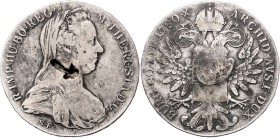 Maria Theresia 1740 - 1780
 Taler 1780 S.F. mit Kontermarke von Pemba. 27,56g ss+