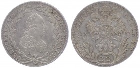 Joseph II. als Mittregent 1765 - 1780
 20 Kreuzer 1775 B//SK-PD Kremnitz. 6,68g. Her. 204 vz/stgl