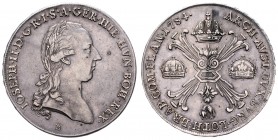 Joseph II. als Alleinregent 1780 - 1790
 Kronentaler 1784 B Kremnitz. 29,57g. Her. 178, Dav. 1170. ss