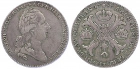 Joseph II. als Alleinregent 1780 - 1790
 Kronentaler 1786 Brüssel. 29,30g. Her. 190 ss