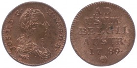 Joseph II. als Alleinregent 1780 - 1790
 Liard 1789 Brüssel. 3,68g. Her. 491 stgl