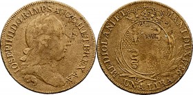 Joseph II. als Alleinregent 1780 - 1790
 Lira 1786 zeitgenössische Messingfälschung mit Laubrand. Mailand. 5,71g ss/vz